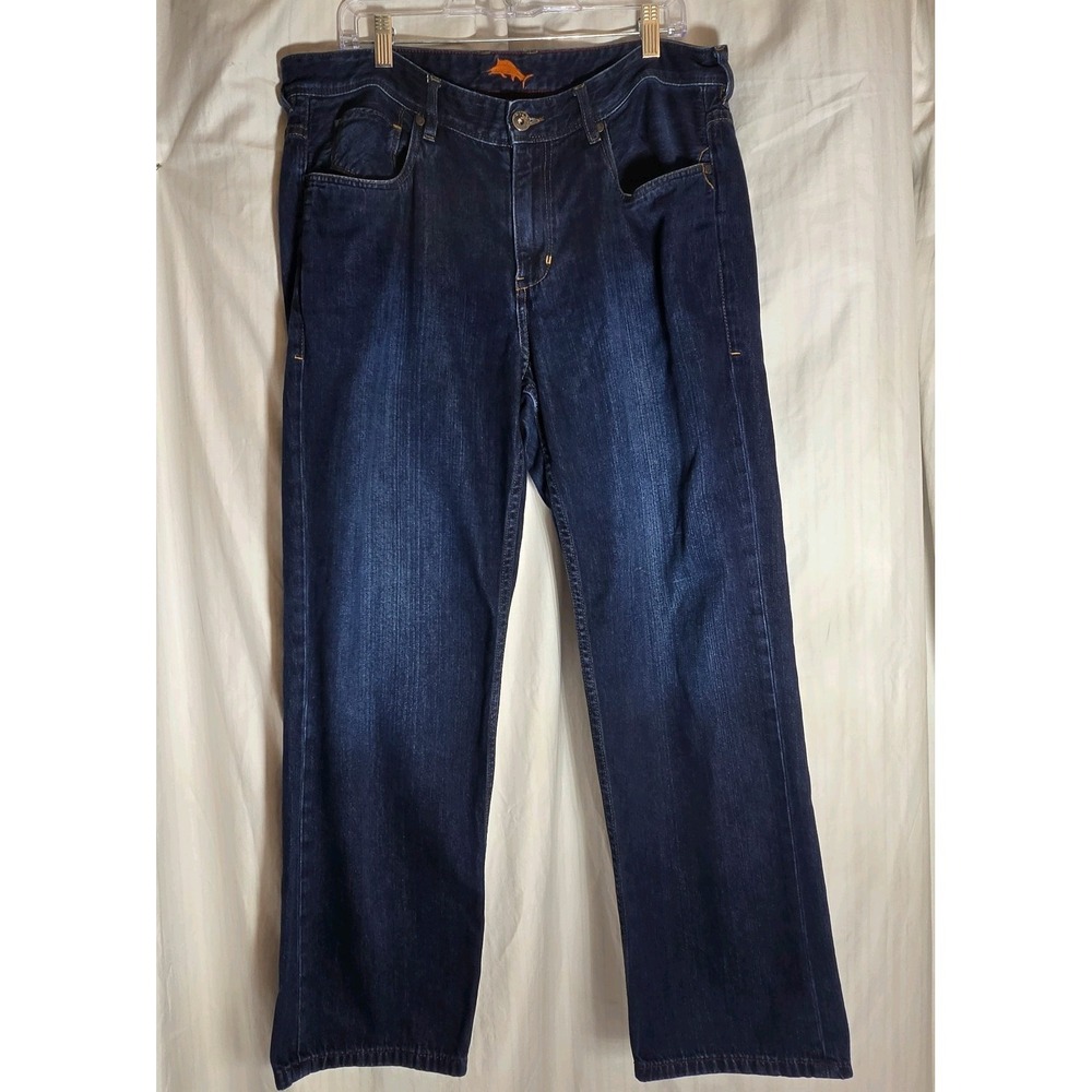 Tommy Bahama Cayman Island Relaxed Straight Jean Men Sz 34 x 28 Blue Distressed